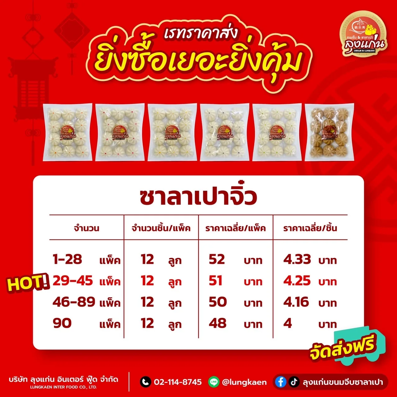 รวมเรทราคาส่ง ซาลาเปาจิ๋ว ของลุงแก่น