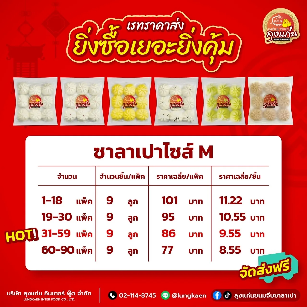 รวมเรทราคาส่ง ซาลาเปา ไซส์ M ของลุงแก่น
